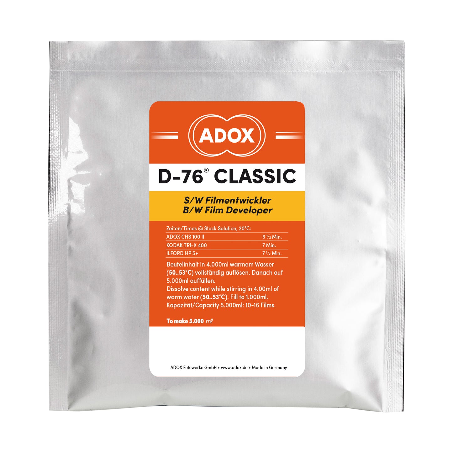 ADOX D-76 CLASSIC Filmentwickler zum Ansatz von 5000 ml