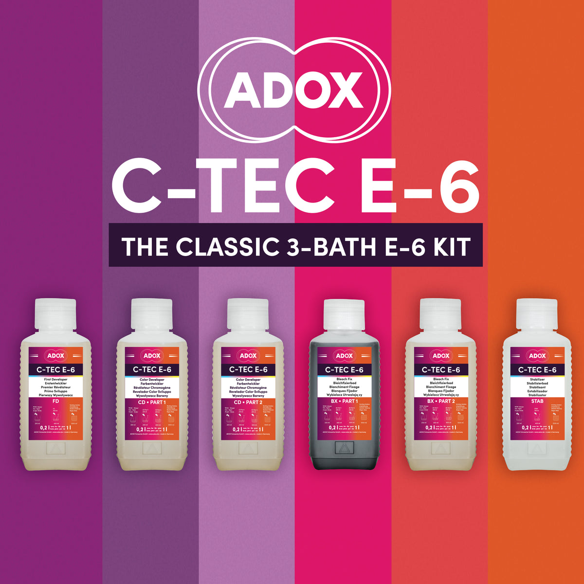 ADOX C-TEC E-6 3-Bad Kit für 12 Filme zum Ansatz von 1000 ml